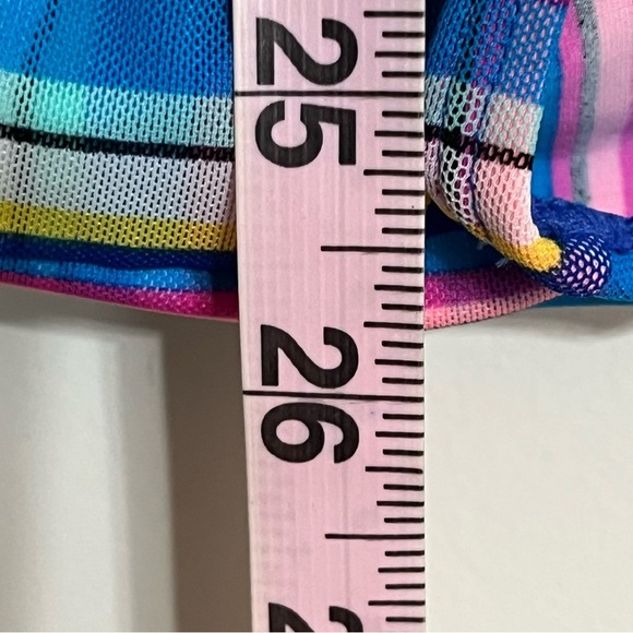 NWT Girls Gossip Girl 1 Piece Swimsuit Striped With Sheer Belly Area Size 8 - Picture 11 of 14